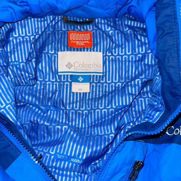 COLUMBIA MENS XXL THERMAL COIL BLUE WINTER JACKET COAT - Picture 3 of 4